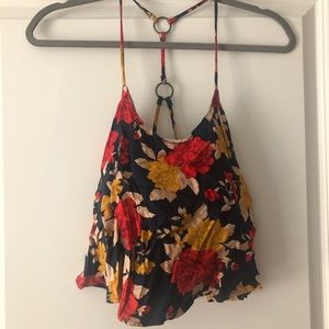 AMERICAN EAGLE NAVY FLORAL TOP